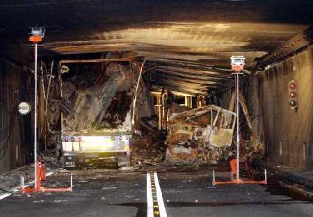 Figure 3 : Structure endommagée du tunnel du Gothard suite à l'incendie en 2001